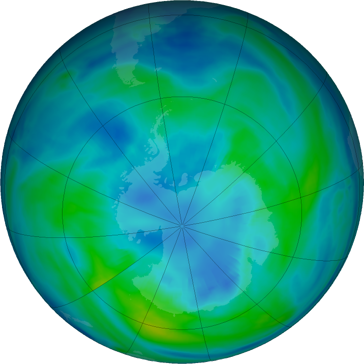 Antarctic ozone map for 10 April 2017